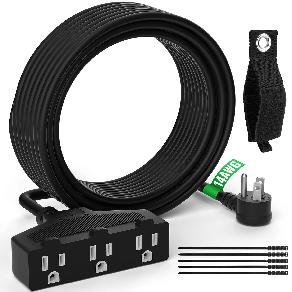 120V 14 Gauge 3-Plug Extension Cord 25' - Image 2