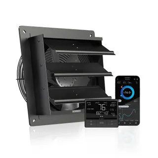 AIRLIFT T10, Shutter Exhaust Fan 10" with Temperature Humidity Controller