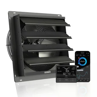 AIRLIFT T14, Shutter Exhaust Fan 14" with Temperature Humidity Controller