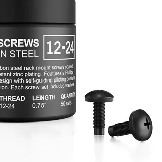 AC Infinity Carbon Steel Rack Screws, 12-24 Thread (50-Piece Set)