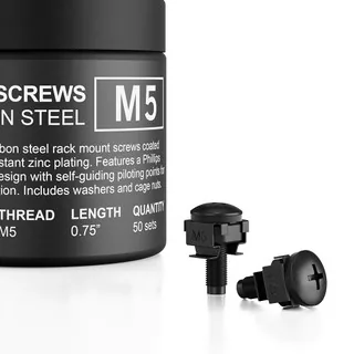 AC Infinity Carbon Steel Rack Screws, M5 Metric (50-Piece Set)