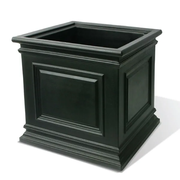 Algreen 16" Covington Cube Self Water Planter Black