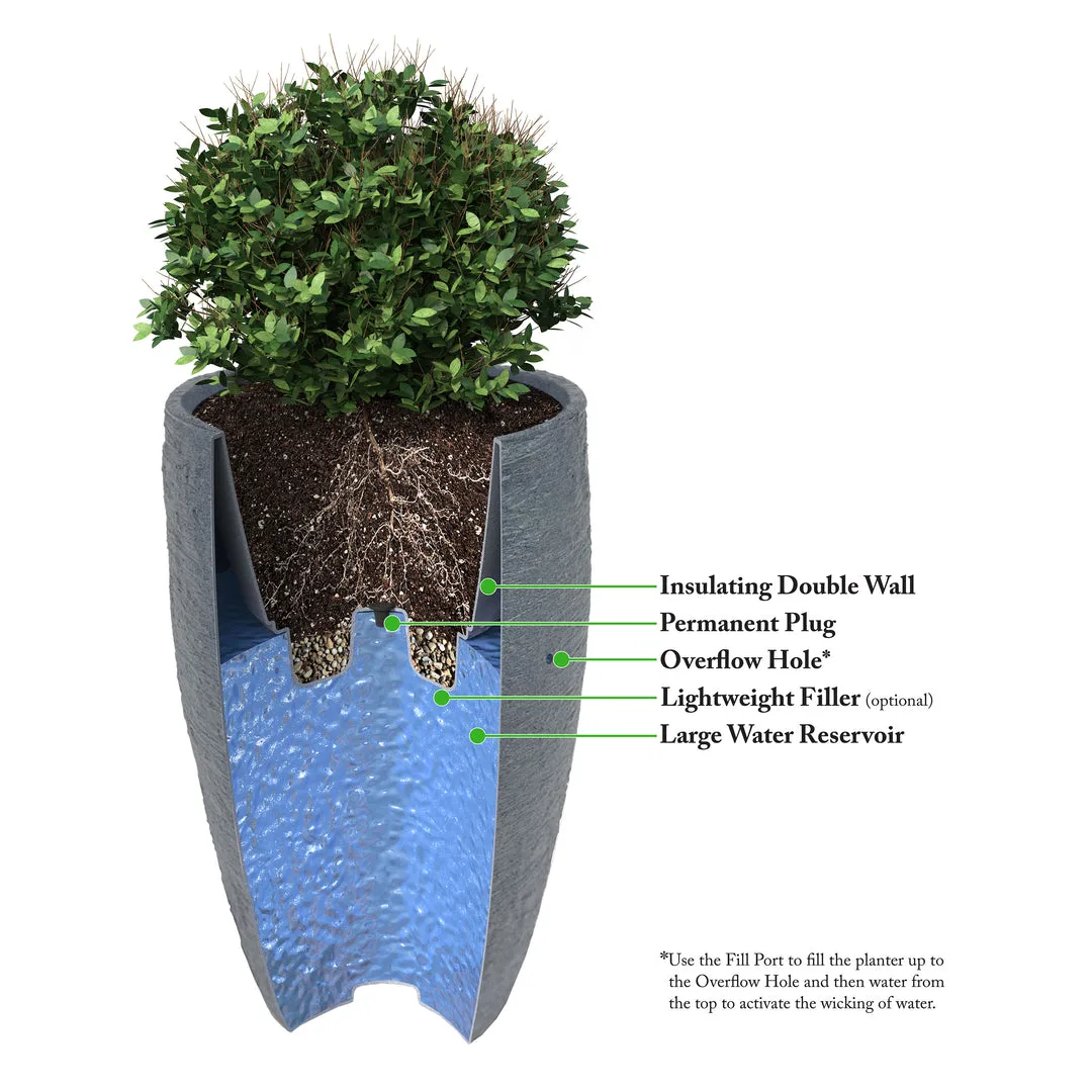 Algreen 29" Athena Self Water Planter Charcoal Stone - Image 2