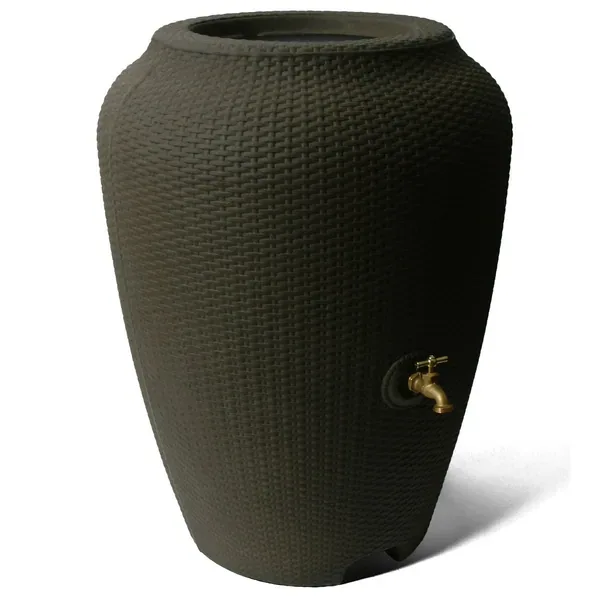 Algreen 50gal Wicker Rain Barrel Brown Mocha - Image 2