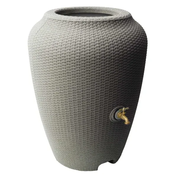 Algreen 50gal Wicker Rain Barrel Warm Gray - Image 2