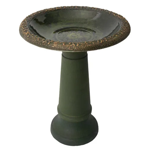 Algreen Acerra 20" Stone Composite Birdbath Green - Image 2
