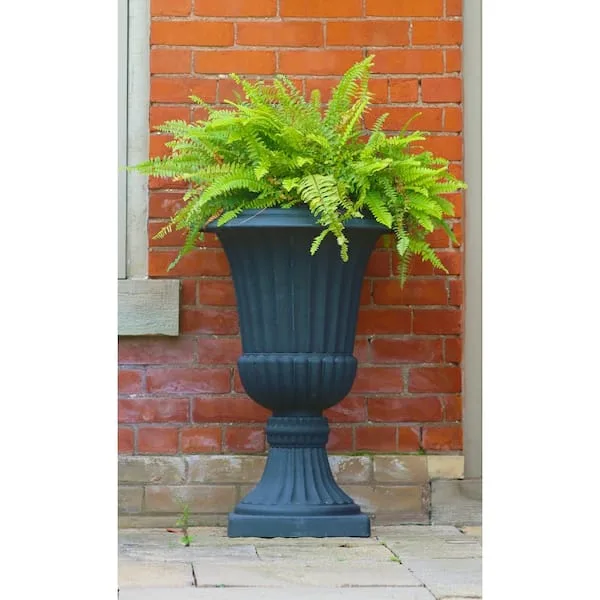 Algreen Acerra Rustic 21" Urn Black Stucco - Image 2