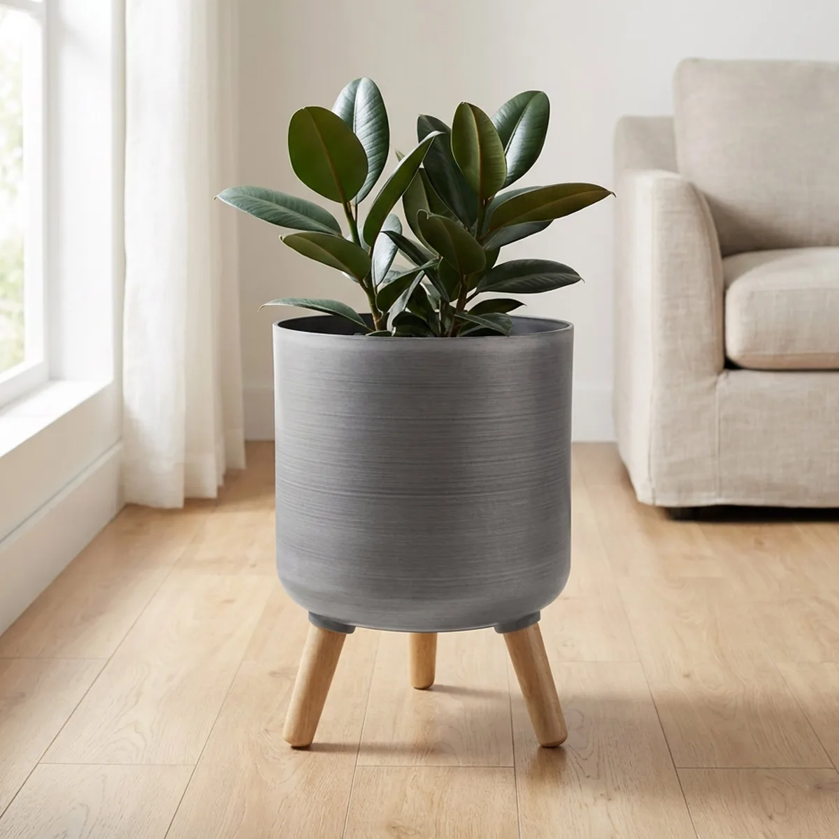 Algreen Modena 10.8" Stand Planter Brushed Gray - Image 2