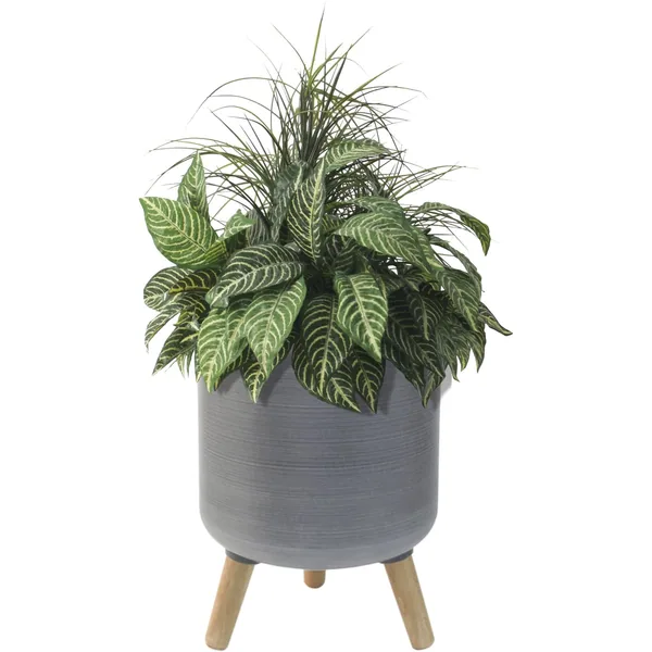 Algreen Modena 10.8" Stand Planter Brushed Gray