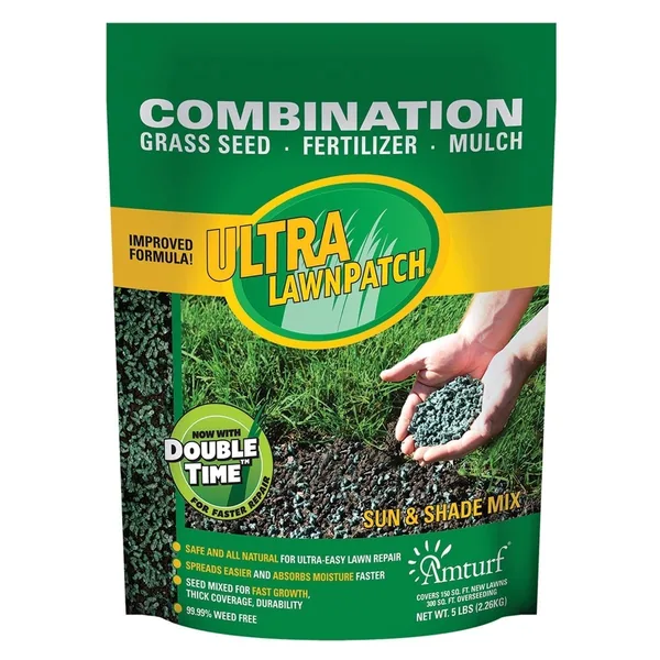 Amturf 5 lbs Ultra Lawn Patch Fertilizer Mulch Sun/ Shade