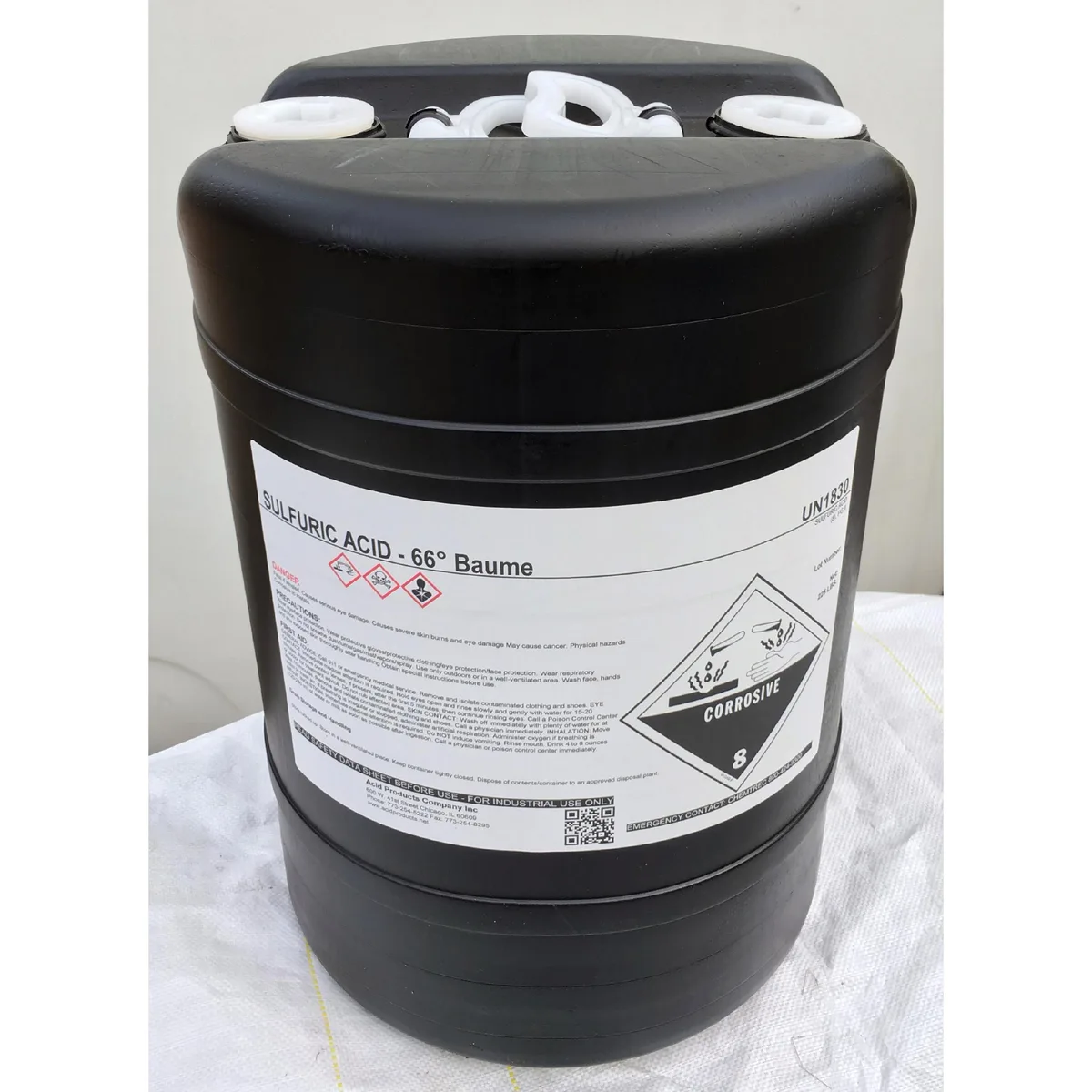 AP Sulfuric Acid 66 Baume (93%) 55Gl No Return Drum - Image 2