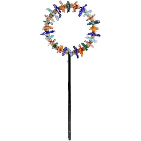 APM Art Glass Round Stake Recycled Rock Rainbow - Image 2