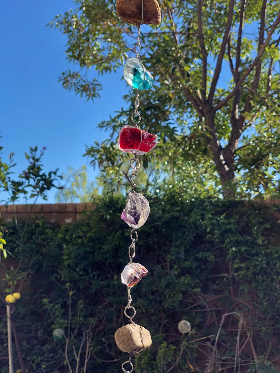 APM Large Art Glass Rock Rain Chain - Image 2