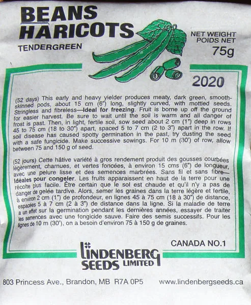 Beans, Tendergreen Bush Stringless 1/2lb