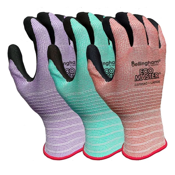 BGC EcoMaster Foam Nitrile Palm Glove L Asst Colors Recy Poly Shell