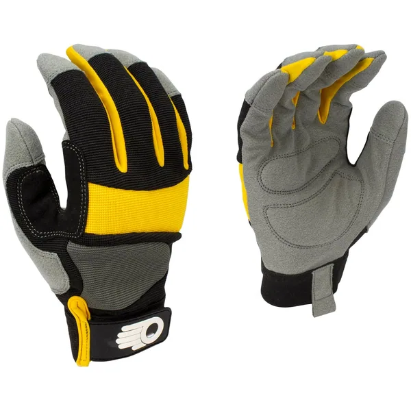 BGC Mens Synthetic Palm Performance Glove M Black Gray Yellow