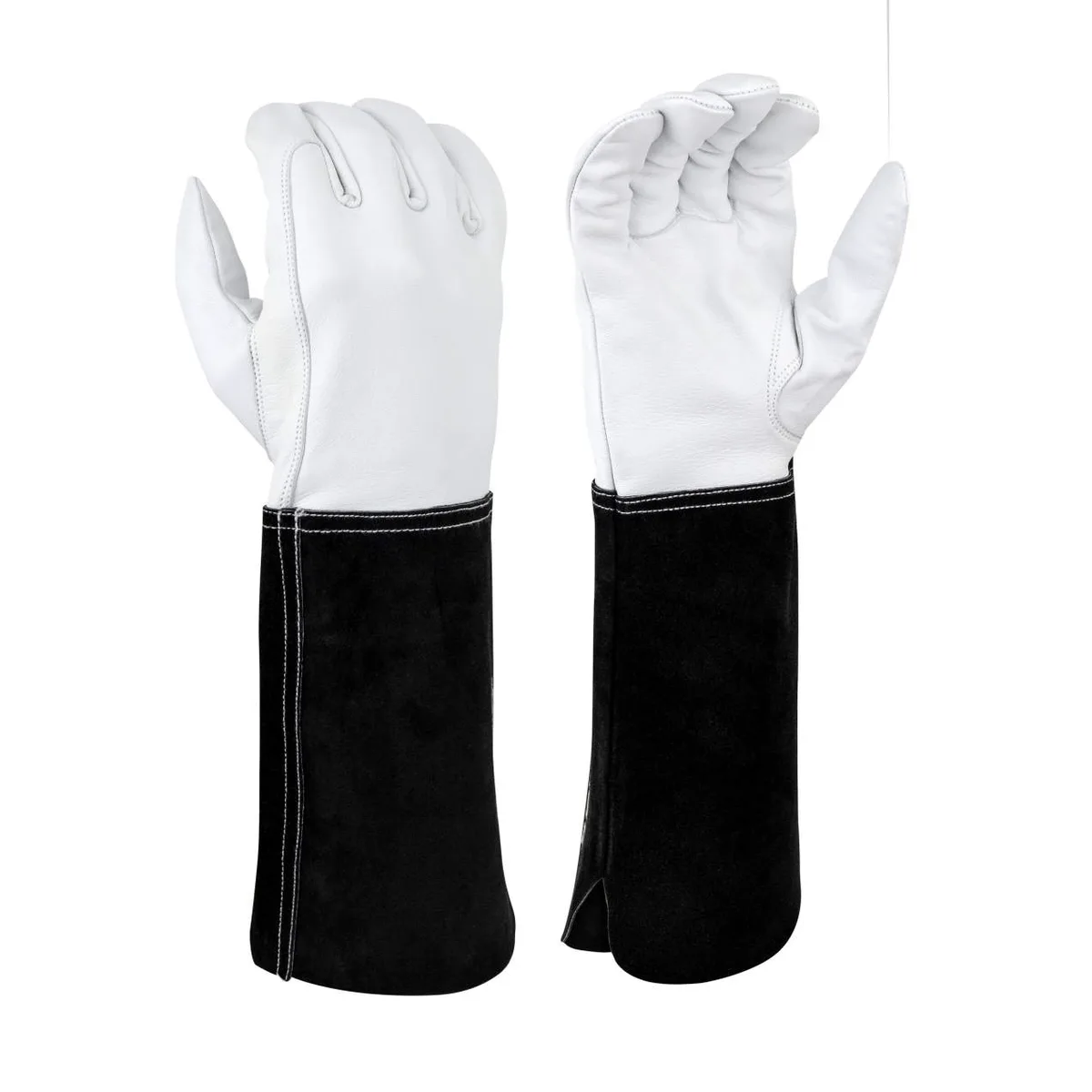 BGC ThornPro Goatskin Gauntlet Glove White w/ Black Cuff - Image 2