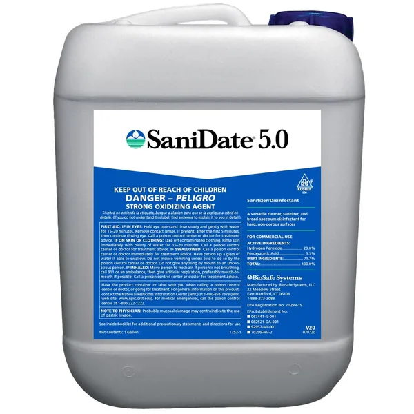 Biosafe Systems SaniDate 5.0 5GL OMRI ( Hydrogen Peroxide+Peroxyacetic acid )