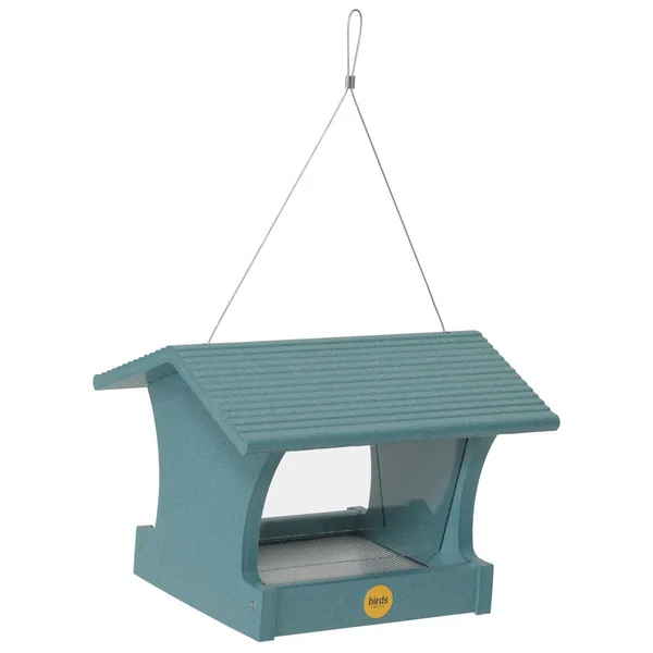 Birds Choice Hopper Bird Feeder Recycled Plastic Lake Blue 3.5 lbs Capacity