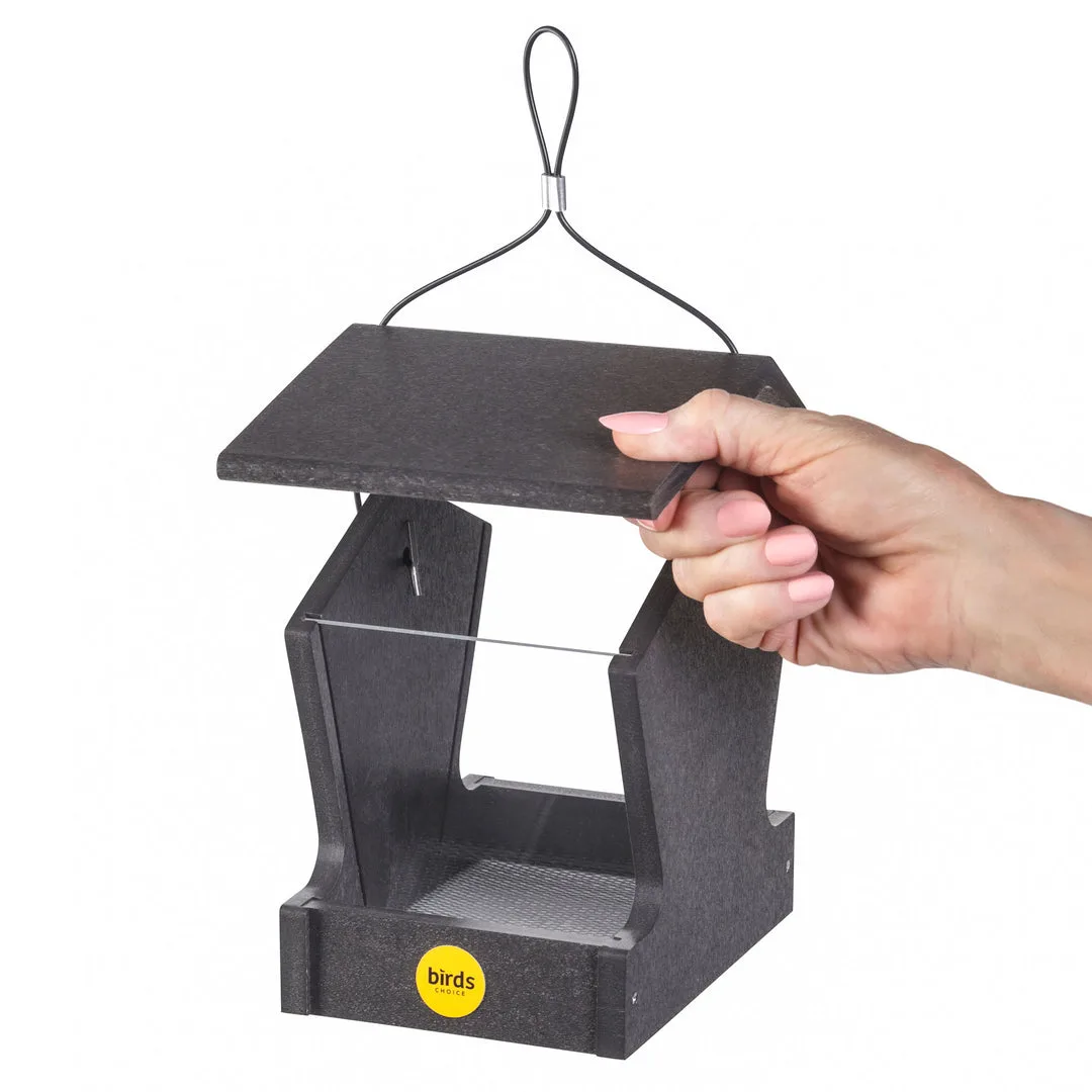 Birds Choice Hopper Feeder Recycled Plastic Bristol Black 1.5 lbs Capacity - Image 2