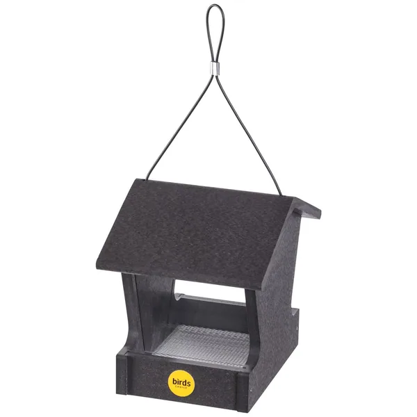Birds Choice Hopper Feeder Recycled Plastic Bristol Black 1.5 lbs Capacity