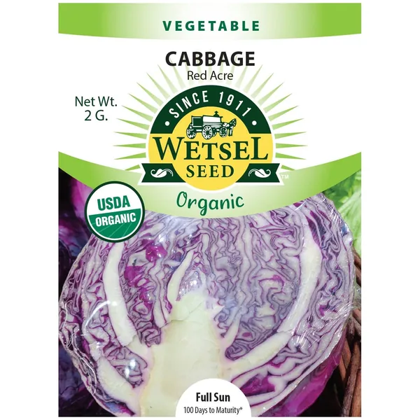 Cabbage, Organic Red Acre 2 Grams
