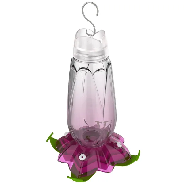 Classic 18oz Glass Floral Hummingbird Feeder Purple