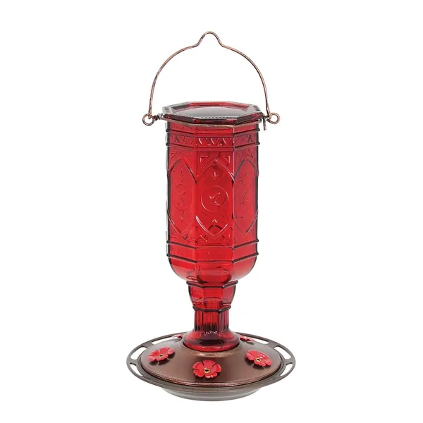 Classic 20oz Red Jewel Glass Hummingbird Feeder 5 Ports