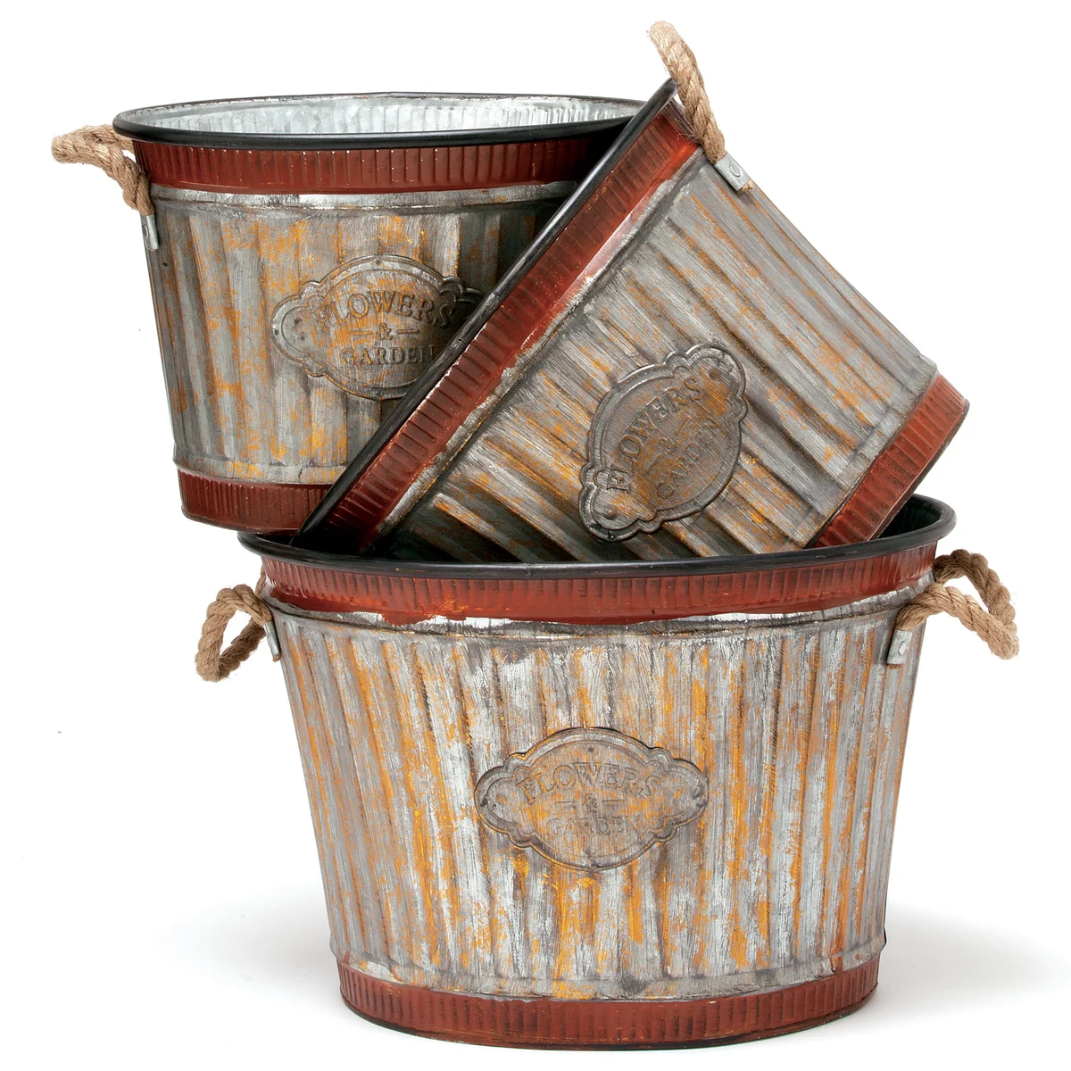 Deer Park Ironworks Corrugated Oval Tub Planters