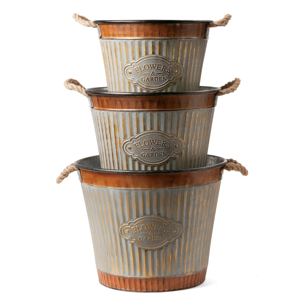 Deer Park Ironworks Corrugated Round Tub Planters