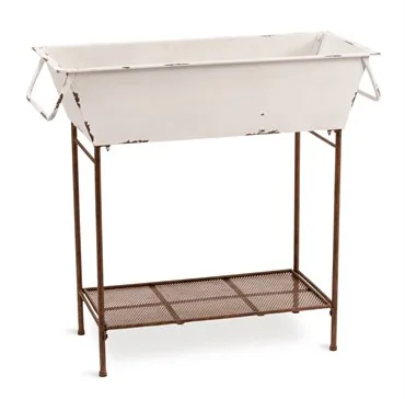 Deer Park Ironworks White Tub Flower Planter