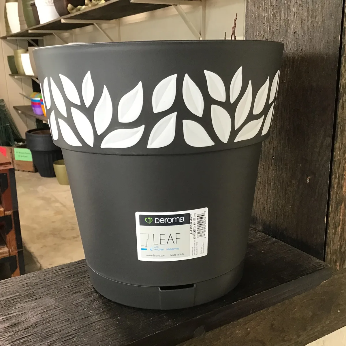 Deroma 11.8" Leaf Pot Premium Plastic Anthracite - Image 2