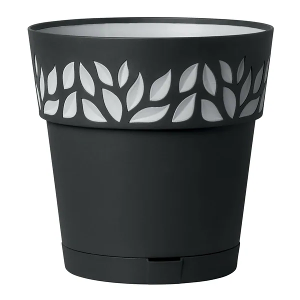 Deroma 11.8" Leaf Pot Premium Plastic Anthracite