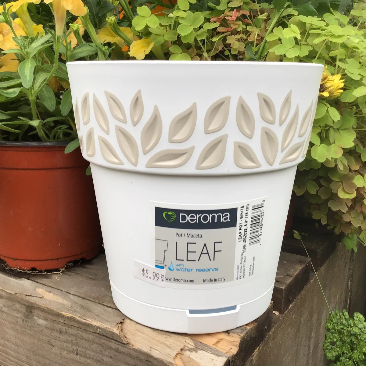 Deroma 11.8" Leaf Pot Premium Plastic White - Image 2