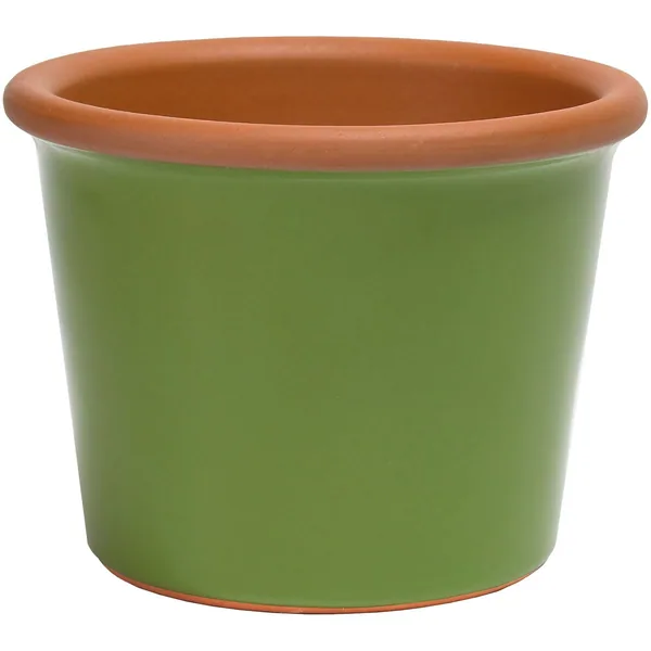 Deroma 9.25" Glazed Cylinder Flower Pot Apple