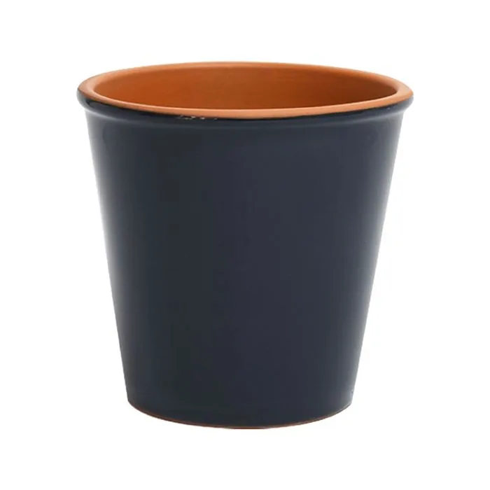 Deroma 9.25" Glazed Cylinder Flower Pot Navy - Image 2