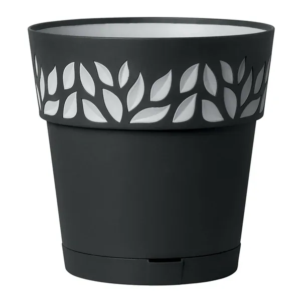 Deroma 9.8" Leaf Pot Premium Plastic Anthracite - Image 2