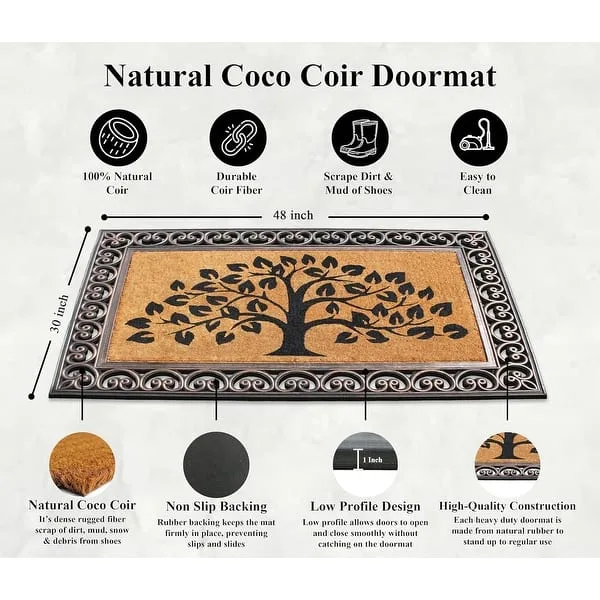 DHTG 20"x30" Beautiful Tree Rubber Backed Coir Outdoor Doormat - Image 2