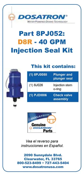 Dilution Solutions DOSATRON 40GPM SEAL KIT 8PJ052VF