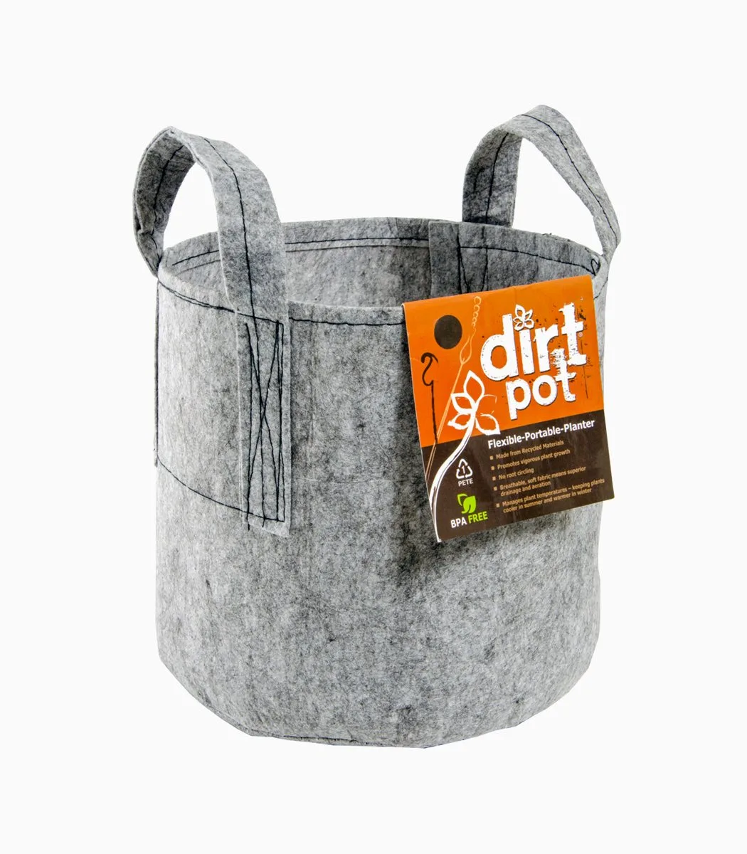 Dirt Pot Flexible Portable Planter, Grey, 5 gal, with handles - Image 2