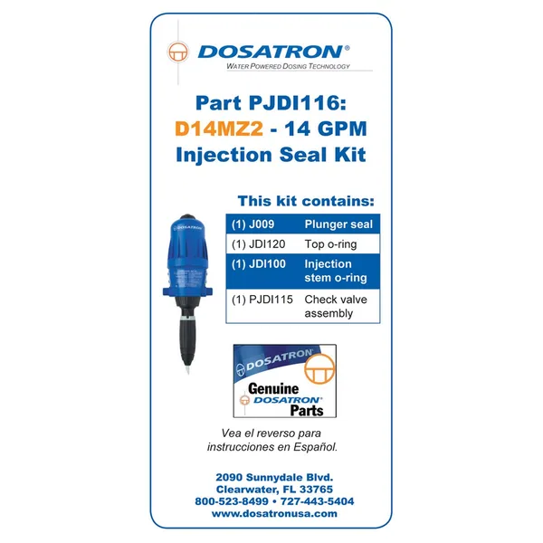 Dosatron International PJDI116VF SEAL KIT FOR D14MZ2 14GPM