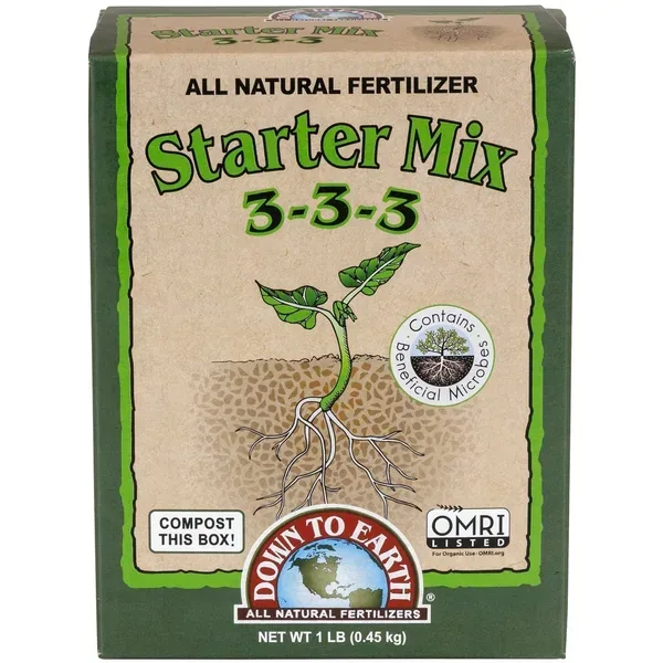 Down to Earth Fertilizer Mini Starter Mix 3-3-3 with Myco OMRI