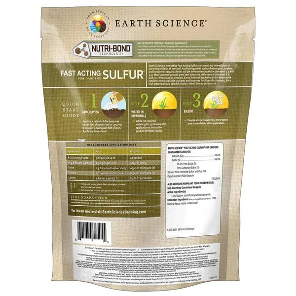 Earth Science 2.5 lbs Fast Acting Sulfur 500sf - Image 2
