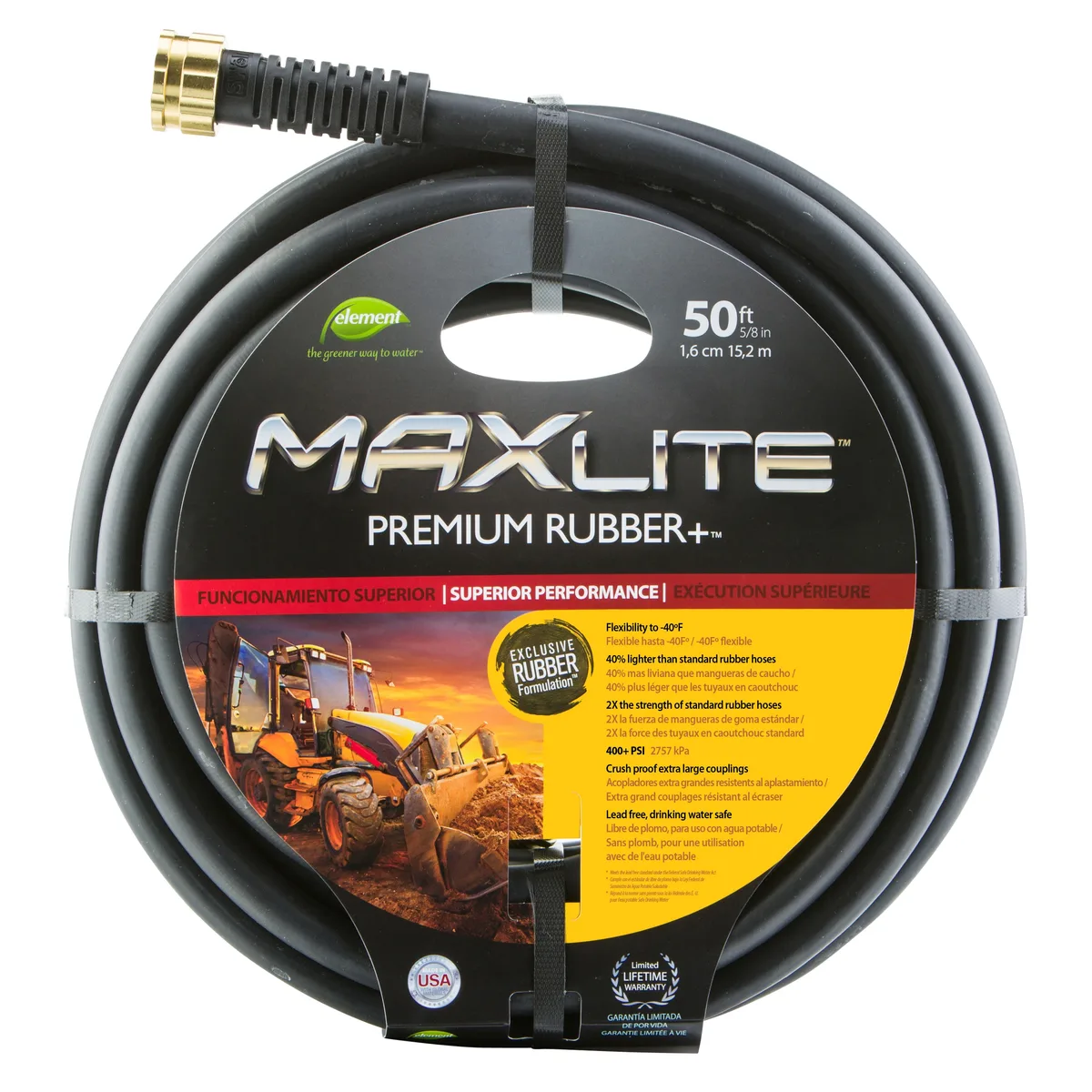 Element 5/8"x50' Rubber Max Lite Hose - Image 2