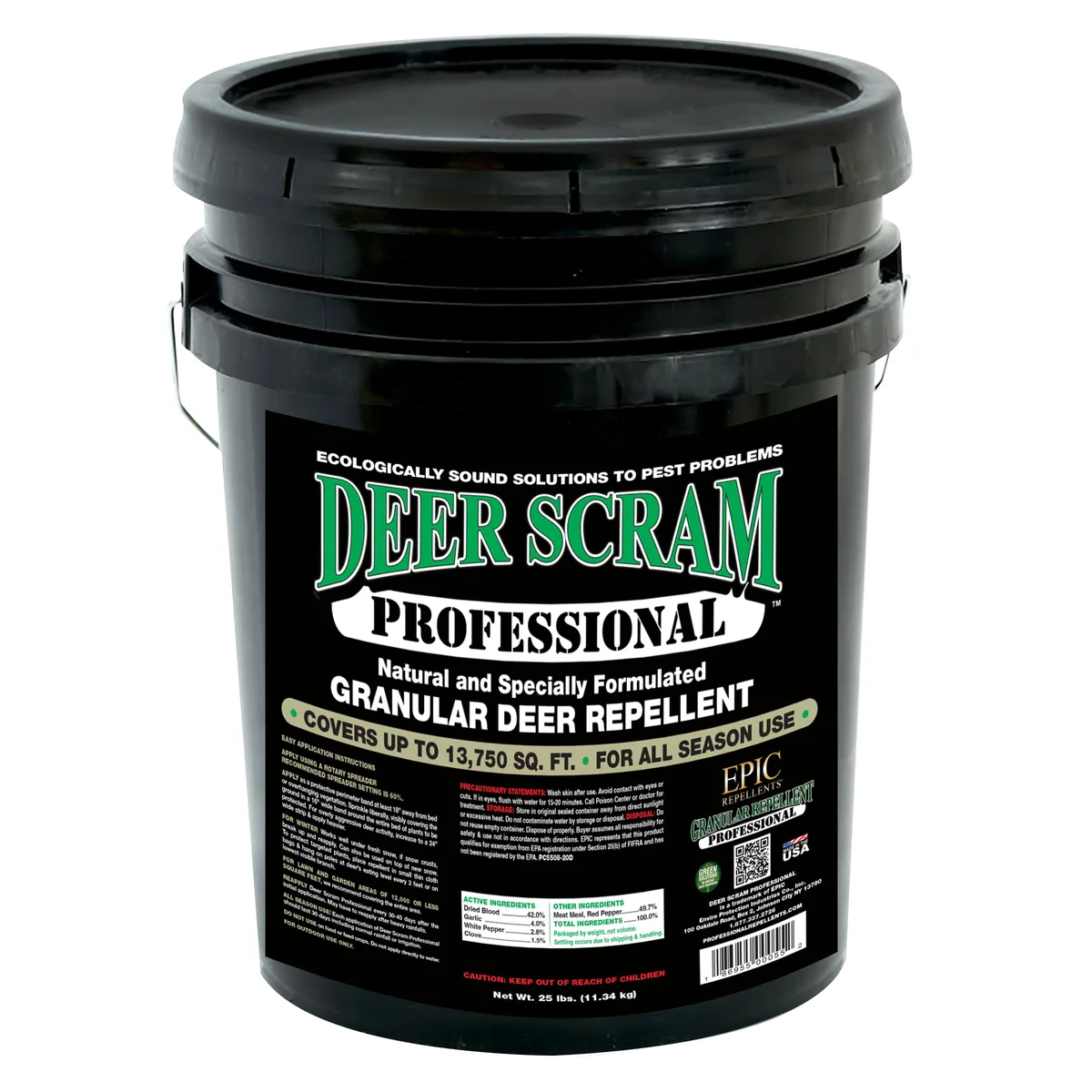 EPIC 25 lbs Deer Scram Repellent Granules Pail - Image 2