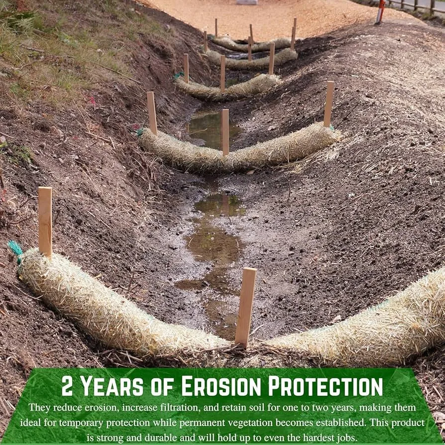 Erosion Tech 12"x10' Straw Wattle - Image 2