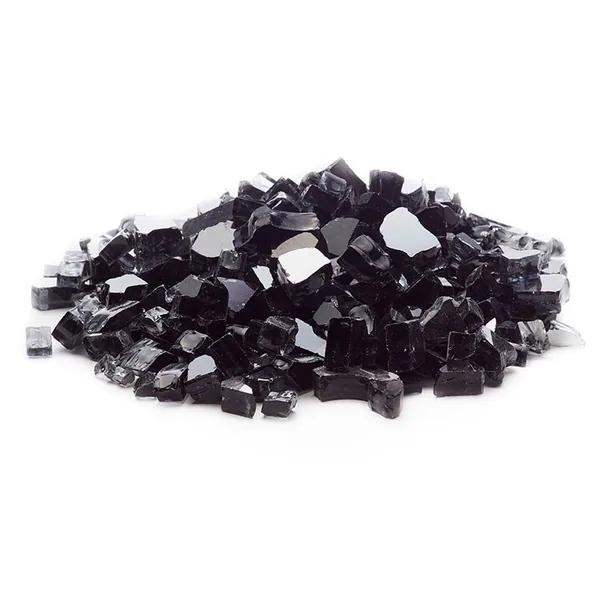 Exotic Pebbles 12 lbs Fire Reflect Glass Black 1/2"