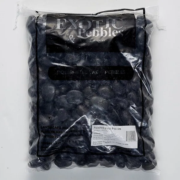 Exotic Pebbles 20 lbs Pol Black Pebbles