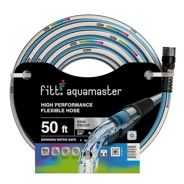 FITT 5/8"x50' Aquamaster Hybrid Garden Hose Blue