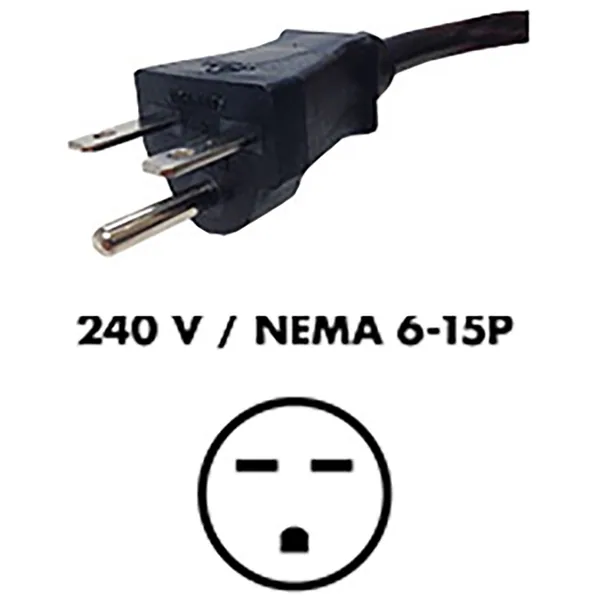 Fluence AC Cord, 6' ( 1829mm ), NEMA 6-15P Plug to M19 Push Lock Connector, Max 250V AC